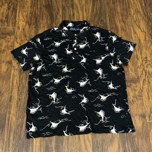 Polo Ralph Lauren Shirt Men's X-Large Black Sailfish AOP Purple Pony